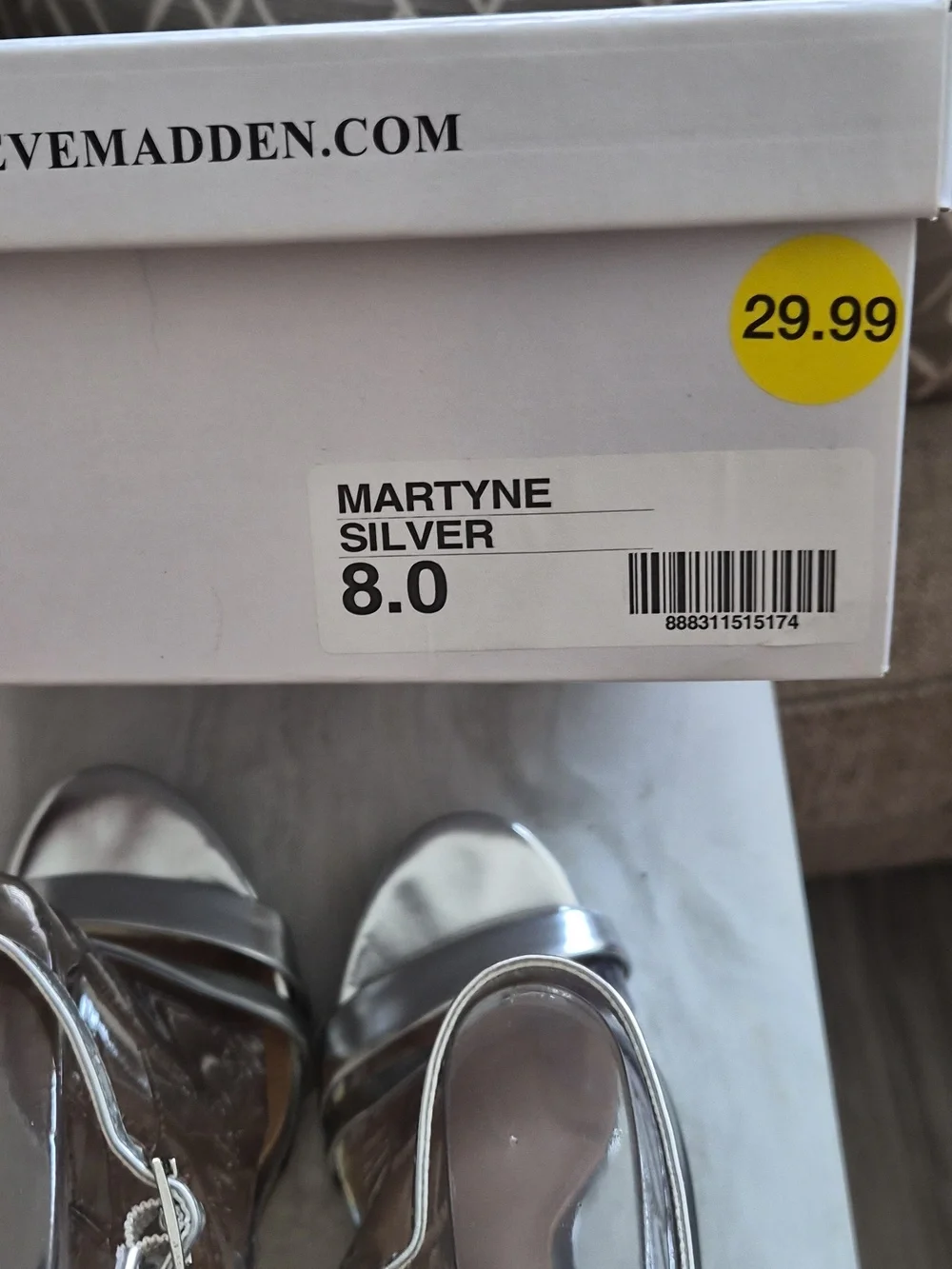 Steve Madden Martyne Metallic Silver Crisscross Ankle-Strap Heels